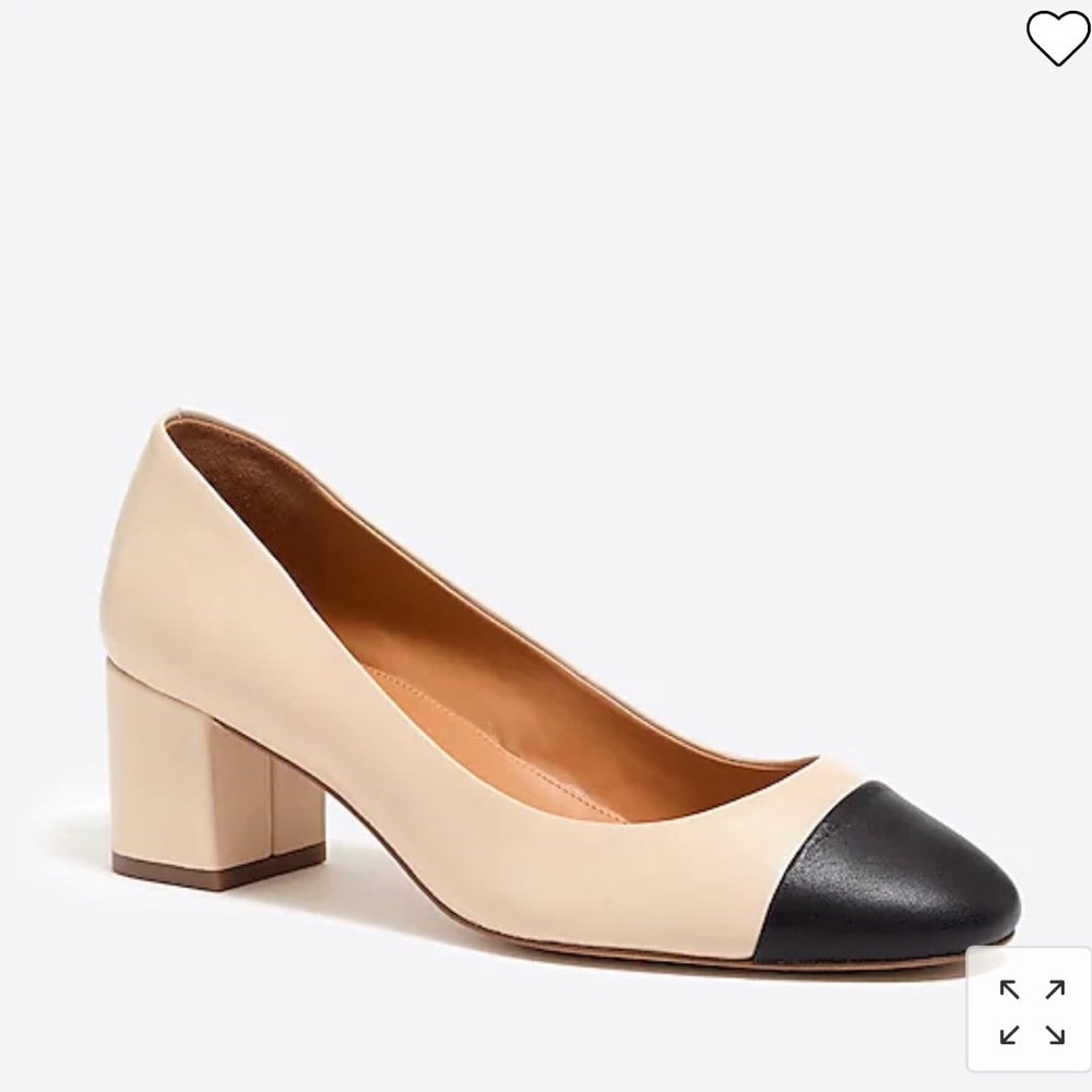 J Crew Factory NWOB Bryn cap-toe leather block heels Sz 9.